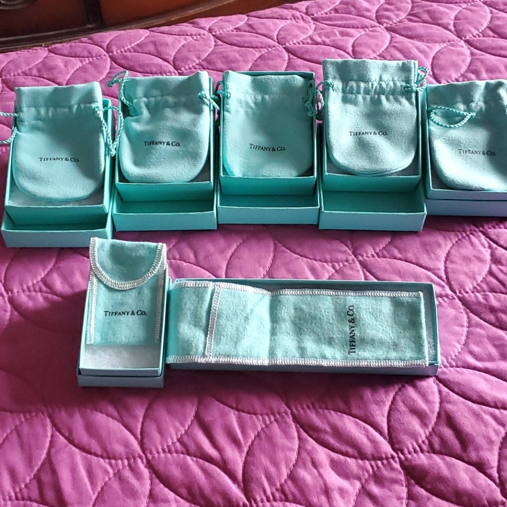 Seven empty Tiffany Blue Boxes